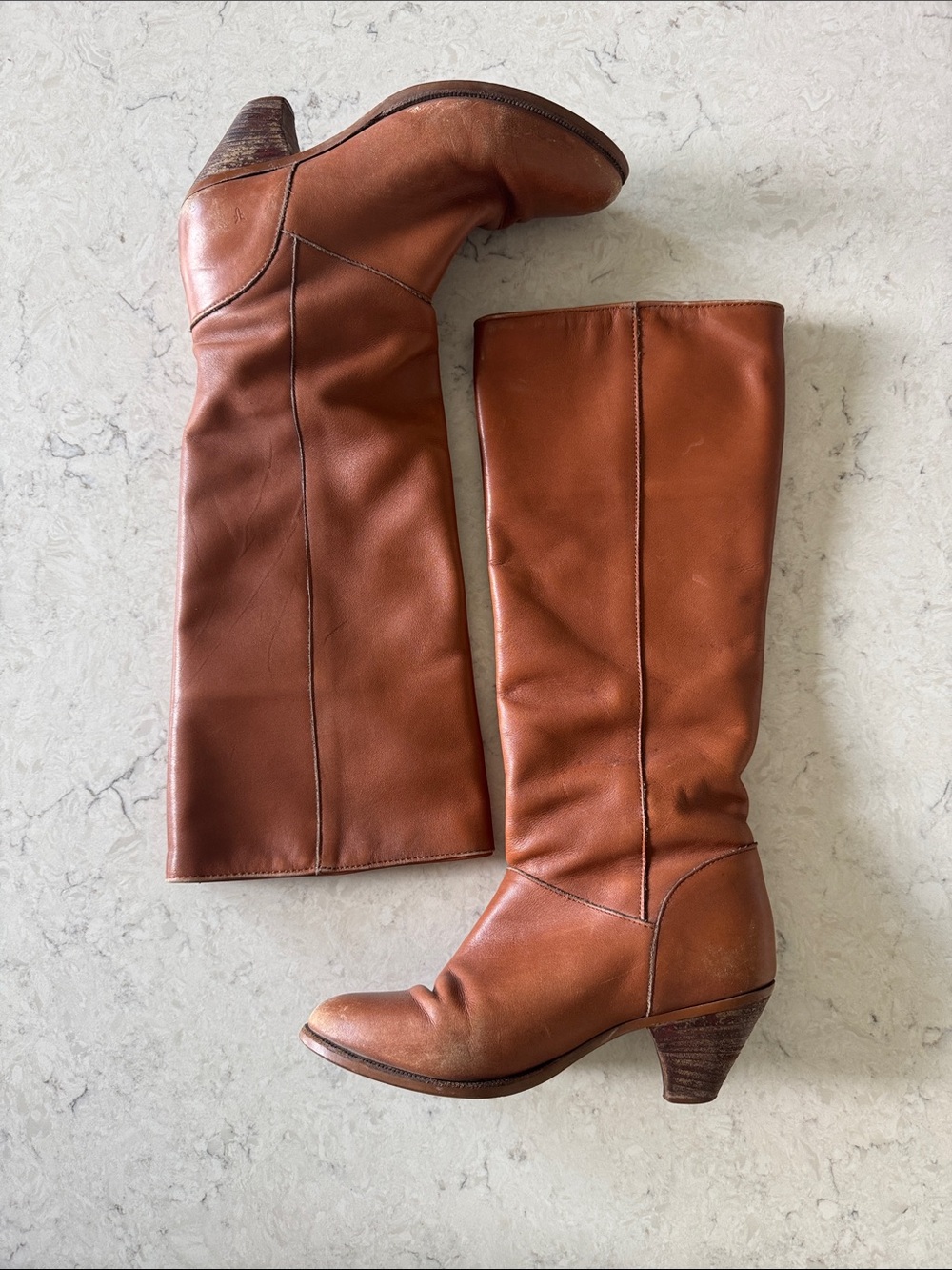 FRYE Vintage 70s Frye Campus Leather Boots - Cognac Brown size 7m
